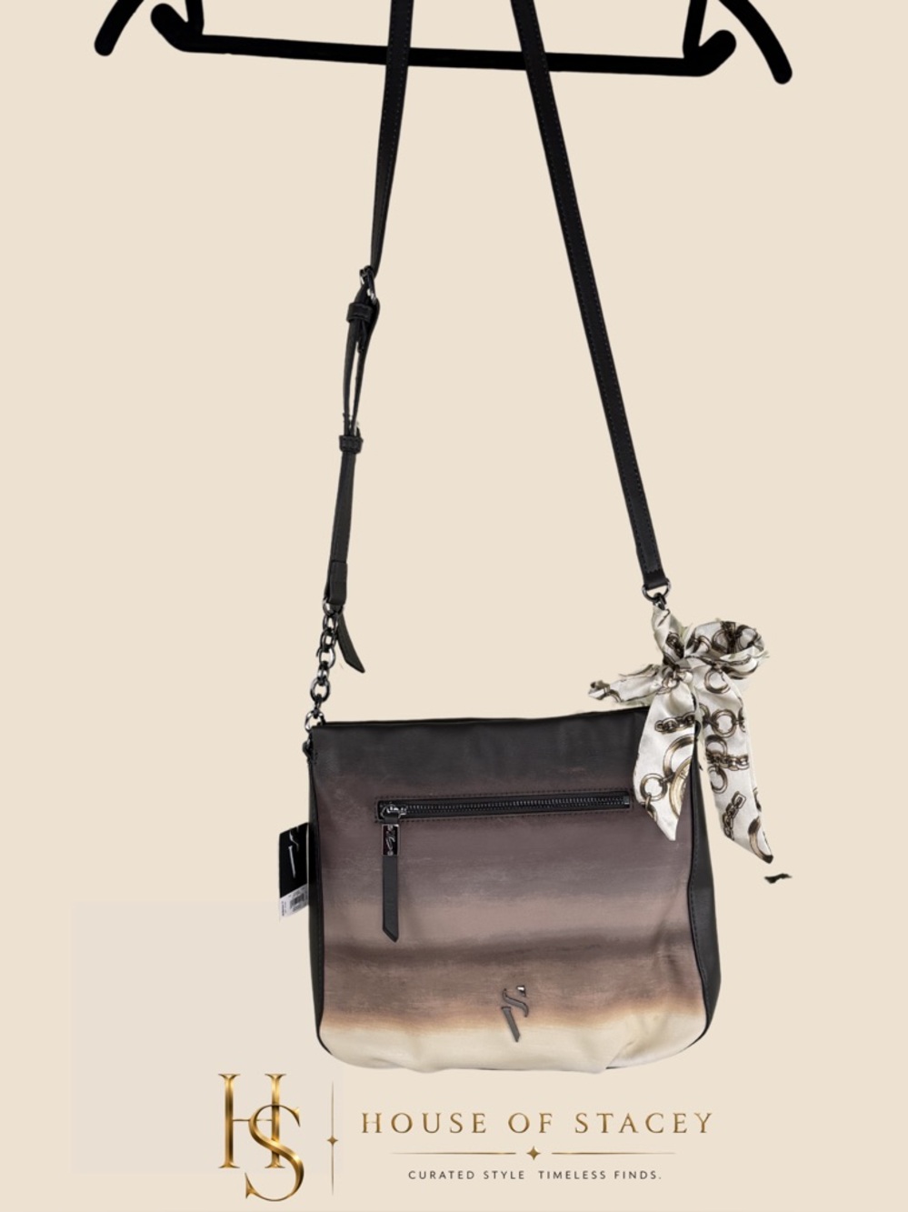 Simply Vera Vera Wang Purse Crossbody Bag Ombré Black/Tan Gradient NWT
